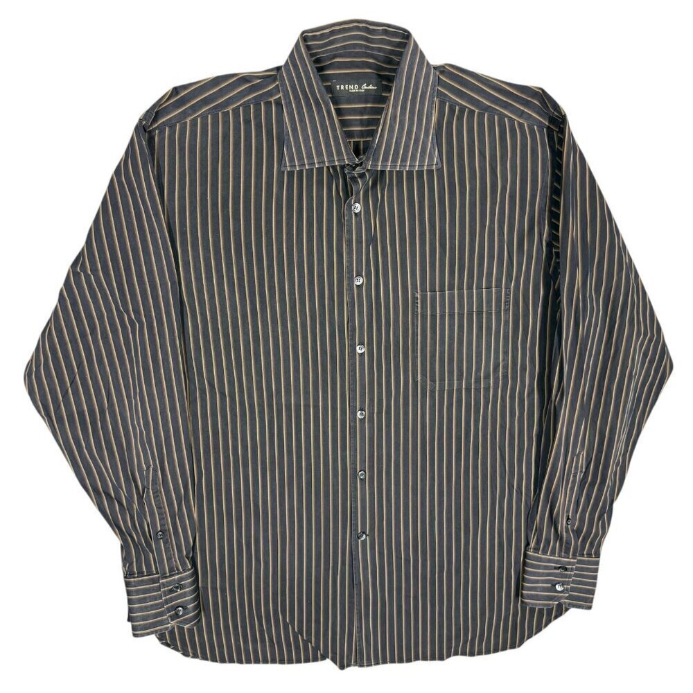 Corneliani Trend Dress Shirt Made in Italy Striped Cotton 43 17 XL